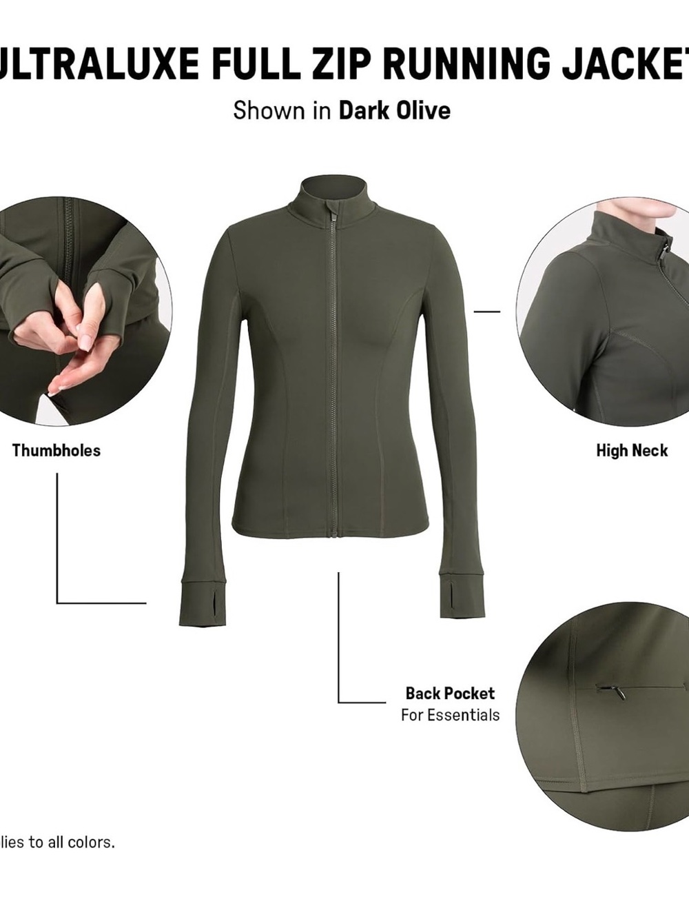 YITTY Black Zip-Front Active Jacket with Thumbhole Sleeves - Picture 8 of 9